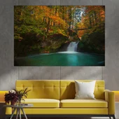 Водопад и есен в гората - картина пано за стена - Thumbnail 1
