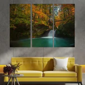Водопад и есен в гората - картина пано за стена - Thumbnail 2