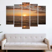 Облаци и залез над открито море - картина пано за стена - Thumbnail 3