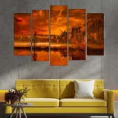 Езеро и гора през есента - картина пано за стена - Thumbnail 3