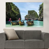 Лодки на остров Ко Фи Фи - картина пано за стена - Thumbnail 1