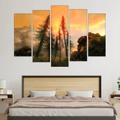 Рисунка на залез в гората - картина пано за стена - Thumbnail 3
