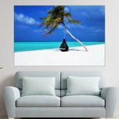 Палма на плажа - картина пано за стена - Thumbnail 1