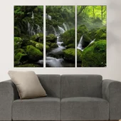 Водна каскада в гората - картина пано за стена - Thumbnail 2