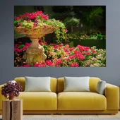 Градина с цъфнали цветя - картина пано за стена - Thumbnail 1