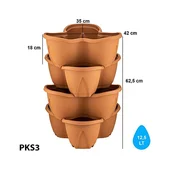 Саксия за цветя на четири етажа Pamukkale 12.5 л PKS3 SERINOVA - Thumbnail 3