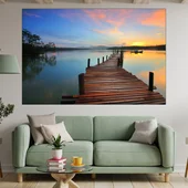 Дървен кей в езерото - картина пано за стена - Thumbnail 1