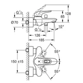 Стенен смесител за вана Еurostyle 33591003 GROHE - Thumbnail 2