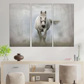 Бял кон в мъглата - картина пано за стена - Thumbnail 2
