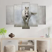 Бял кон в мъглата - картина пано за стена - Thumbnail 3