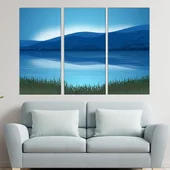 Рисунка на езеро и планини - картина пано за стена - Thumbnail 2