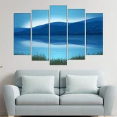 Рисунка на езеро и планини - картина пано за стена - Thumbnail 3