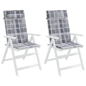 Възглавници за столове 2 бр сиво каре - плат - VL361916 - Thumbnail 4