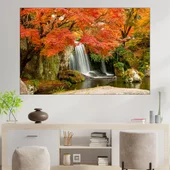 Горски водопад през есента - картина пано за стена - Thumbnail 1