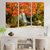 Горски водопад през есента - картина пано за стена - Thumbnail 2