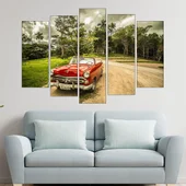 Червен ретро кабриолет - картина пано за стена - Thumbnail 3