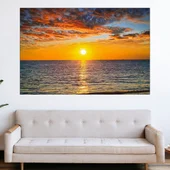 Залез и красиво небе в океана - картина пано за стена - Thumbnail 1
