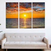 Залез и красиво небе в океана - картина пано за стена - Thumbnail 2