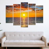 Залез и красиво небе в океана - картина пано за стена - Thumbnail 3